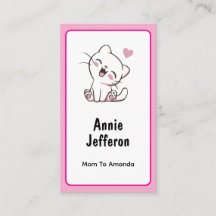 Personalized Cute White Kitty Mom Calling Card