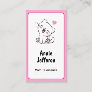 Personalized Cute White Kitty Mom Calling Card