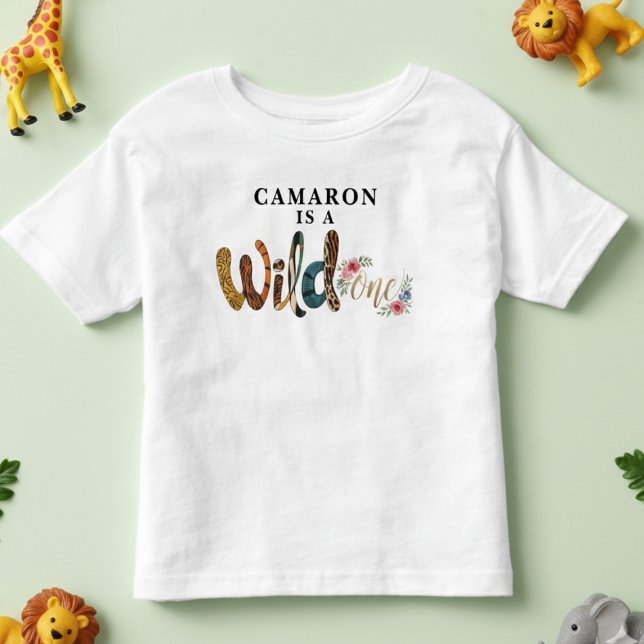   Personalized Cute Wild One 1st Birthday Jungle  Toddler T-shirt (Creator Uploaded)