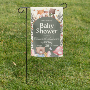 Personalized Cute Wildflower Animal Baby Shower Garden Flag