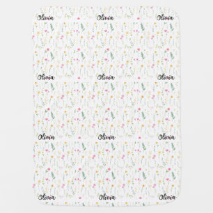 Personalized cute Wildflower Baby Blanket