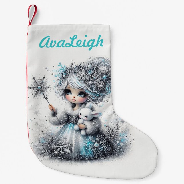 Personalized Cute Winter princess Small Christmas Stocking (Front)