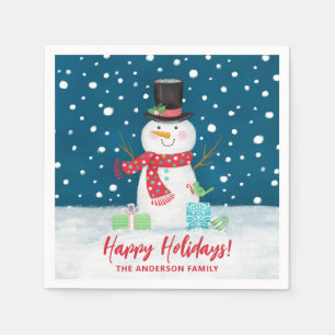 Personalized Cute Winter Snowman Christmas Napkins