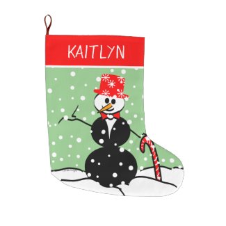 Personalized Cute Winter Snowman Large Christmas Stocking