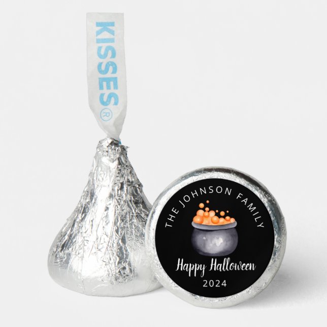 Personalized Cute Witch Cauldron Happy Halloween Hershey®'s Kisses® (Front)