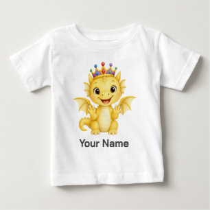 Personalized Cute Yellow Baby Dragon Crown Toddler T-Shirt