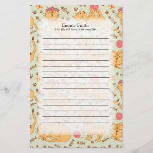 Personalized Cute Yellow Cats Stationery