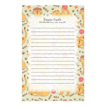 Personalized Cute Yellow Cats Stationery