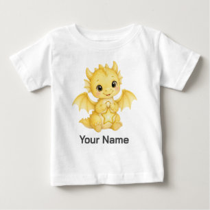 Personalized Cute Yellow Dragon with Star Lantern Baby T-Shirt