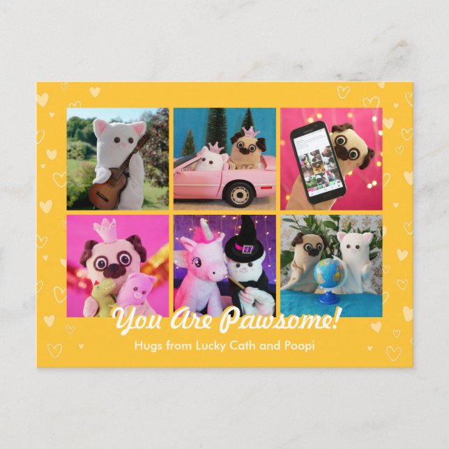  Personalized Cute Yellow Hearts Stylish Photo Postcard (Front)