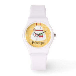 Personalized Cute Yellow Kitchen Apron Watch