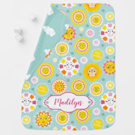 Personalized Cute Yellow Sunshine Baby Blanket