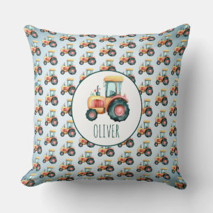Personalized Cute Yellow Tractor Pattern Throw Pillow