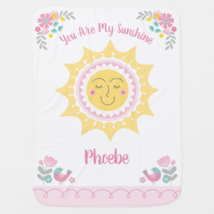 Personalized Cute Yellow You Are My Sunshine Baby Blanket