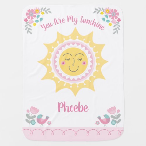 Personalized Cute Yellow You Are My Sunshine Baby Blanket