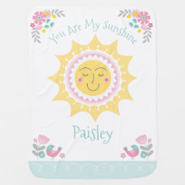 Personalized Cute Yellow You Are My Sunshine Girl Baby Blanket