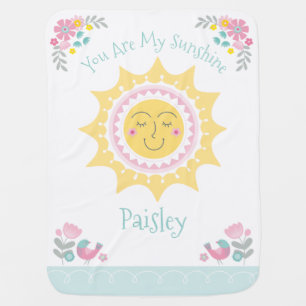 Personalized Cute Yellow You Are My Sunshine Girl Baby Blanket