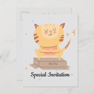 Personalized Cute Yoga Cat For Cat & Yoga Lover Invitation Postcard