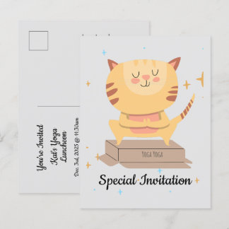 Personalized Cute Yoga Cat For Cat & Yoga Lover Invitation Postcard