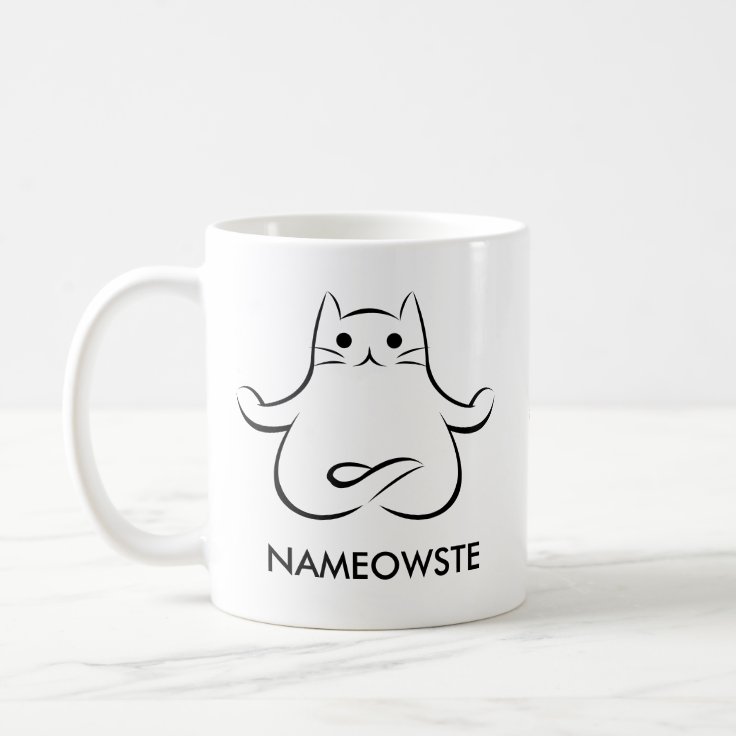 Personalized Cute Yoga Cat Nameowste Coffee Mug | Zazzle