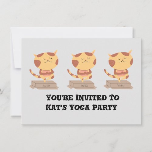 Personalized Cute Yoga Cat on A Box Invitation