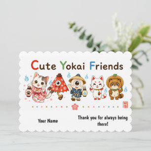 Personalized Cute Yokai Friends Greeting Card