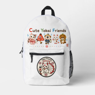 Personalized Cute Yokai Friends Mug Custom Name Printed Backpack