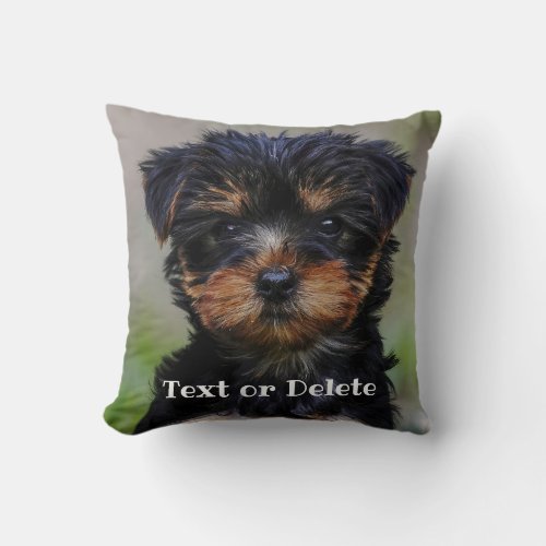 Personalized Cute Yorkie Puppy Throw Pillow
