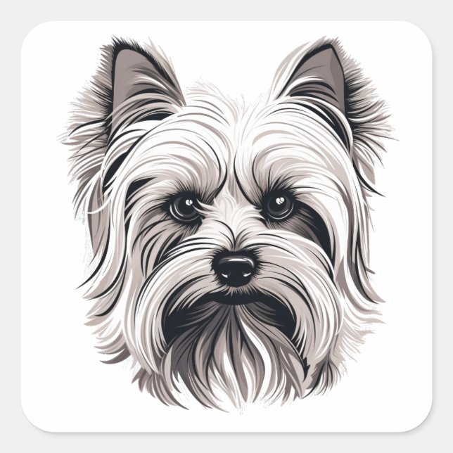 Personalized Cute Yorkshire Terrier Dog Square Sticker (Front)