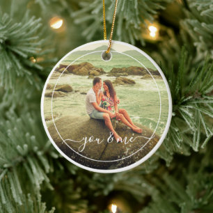 Personalized Cute You And Me In Love Ceramic Ornament