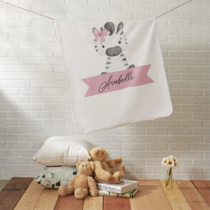 Personalized cute zebra baby blanket