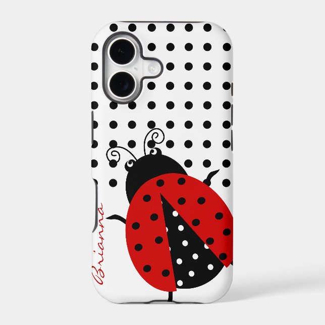 Personalized CutePolka Dot Red Ladybug Iphone Case (Back)
