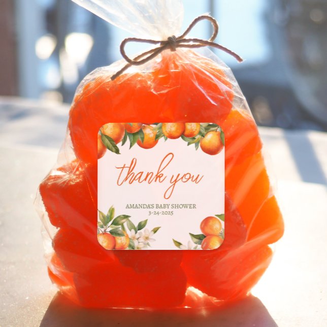 Personalized Cutie Thank You Square Sticker (Personalized Baby Shower Thank You Sticker)