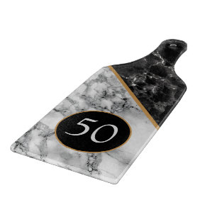 Personalized Cutting Board Gift Black White Marble