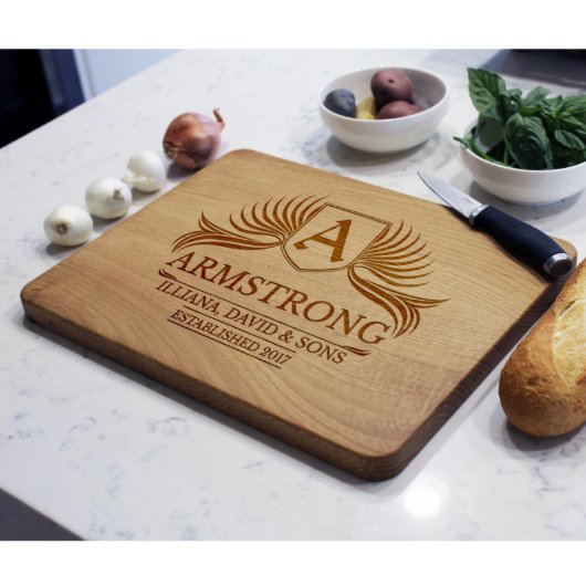 Personalized Cutting Board, White Oak | Armstrong (Front Right)