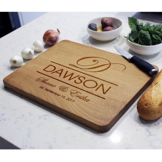 Personalized Cutting Board, White Oak | Dawson (Front Right)