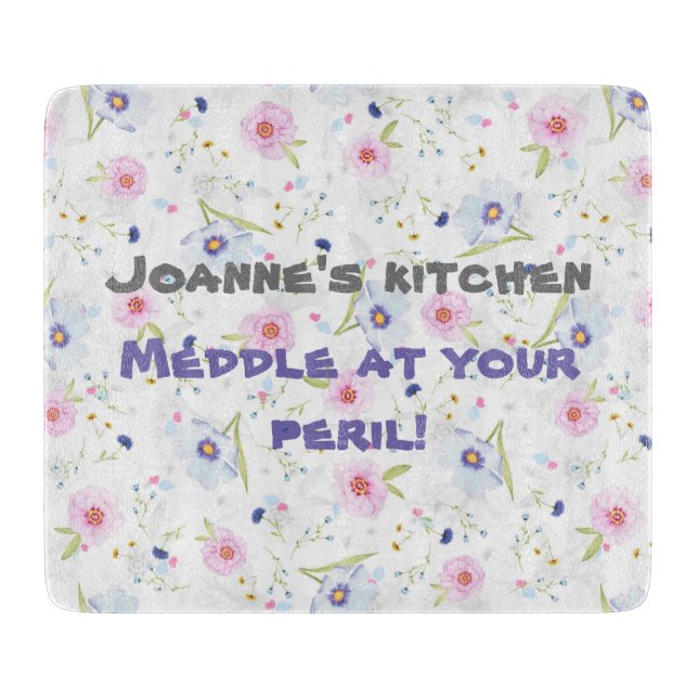 Personalized cutting board with ditsy flowers (Front)