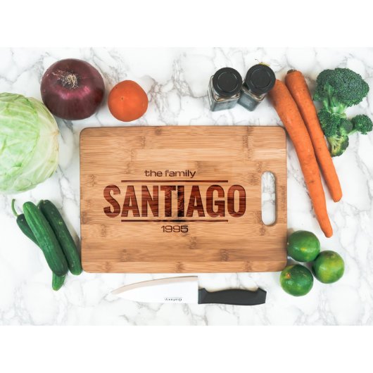 Personalized Cutting Board with Family Name Gift (Top)
