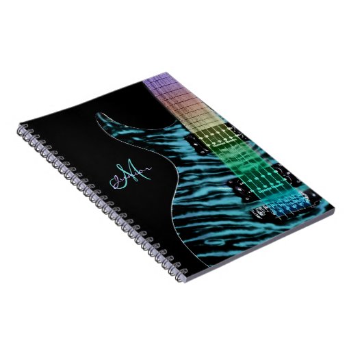 Personalized Cyan Electric Guitar Music Notebook | Zazzle