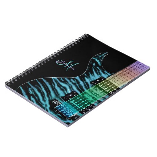 Personalized Cyan Electric Guitar Music Notebook | Zazzle