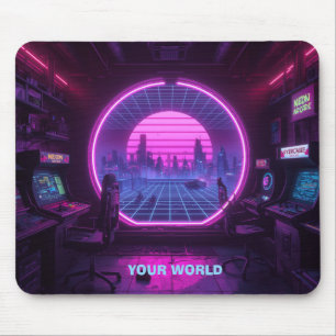 Personalized Cyberpunk Arcade Portal Neon Mouse Pa Pad