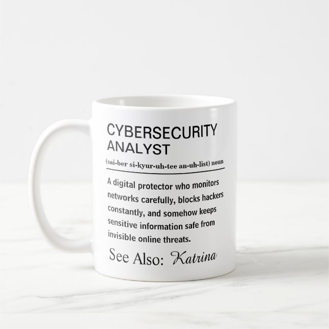 Personalized Cybersecurity Analyst Definition Coffee Mug (Left)