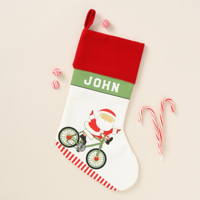 Personalized Cycling Christmas Stocking (Front)