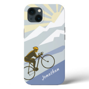 Personalized Cyclist Biking up Mountain Road Bike iPhone 13 Case