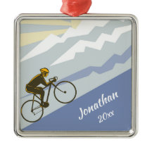 Personalized Cyclist Biking up Mountain Road Bike