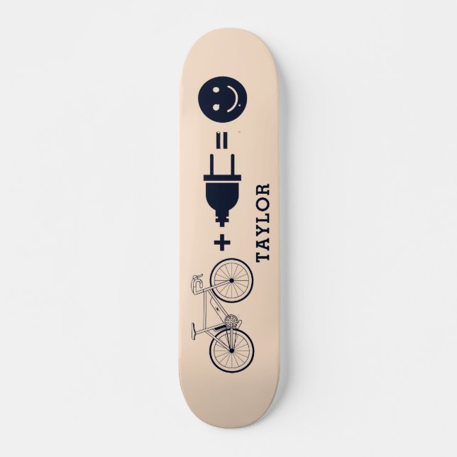 Personalized Cyclist E Bike Makes Me Happy Skateboard (Front)