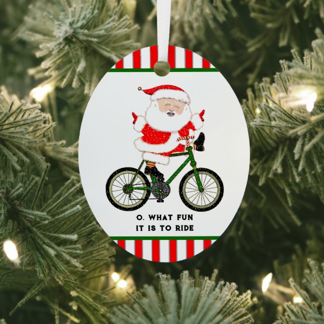 Personalized Cyclist Holiday Gift Metal Ornament (Insitu)