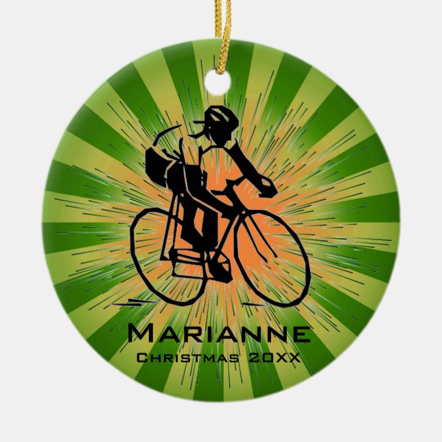 Personalized Cyclist Ornament (Front)