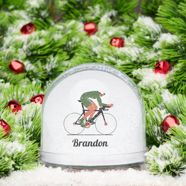 Personalized Cyclist Snow Globe Gift (Christmas)