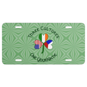 Personalized Czechia Ireland USA Shamrock License Plate